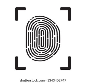 Unique fingerprint simple vector icon isolated on white background. Thumbprint sign as individual data protection or biometric scan symbol