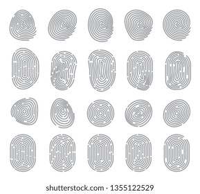 Unique fingerprint simple vector icon isolated on white background. Thumbprint sign as individual data protection or biometric scan symbol