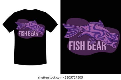 einzigartiges Fisch-Bären-T-Shirt-Design. eine Mischung aus Fisch und Bär. Vektorgrafik, Illustration, T-Shirt.