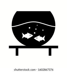 Unique Fish Bowl Vector Glyph Icon