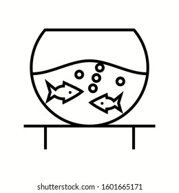 Unique Fish Bowl Vector Line Icon