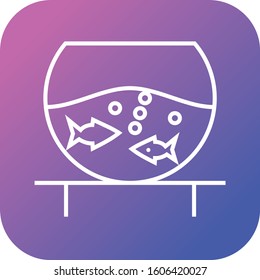 Unique Fish Bowl Vector Line Icon