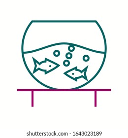 Unique Fish Bowl Vector Line Icon