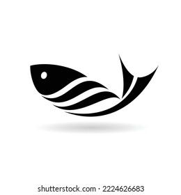 logotipo de pescado único con concepto de rayas