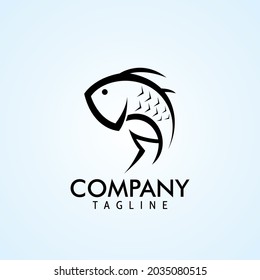 un logotipo único para los peces. apto para negocios como mariscos y mercado de pescado.