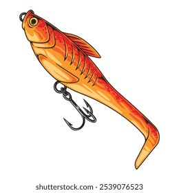 A unique fishing lure designed to look like a goldfish features bright orange colors and realistic detailing ideal for attracting various fish species during outdoor excursions.