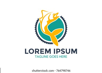 unique fishing related logo. simple. memorable. vector. editable