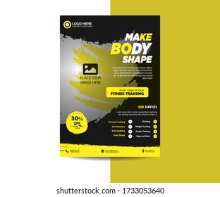 Unique Fitness Gym Flyer Template, Vector