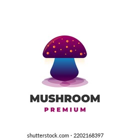 Unique and flaming gradient purple mushroom vector illustration logo