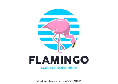 Unique Flamingo Logo Template