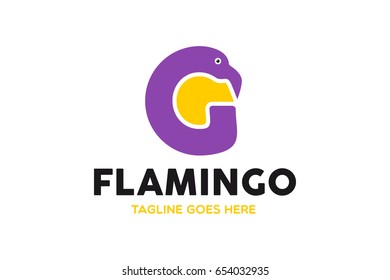 Unique Flamingo Logo Template