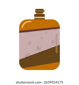 Unique flask illustration with bubbly liquid, suitable for beverage, chemical, or vintage designs. Can represent drinks, potions, or abstract scientific concepts