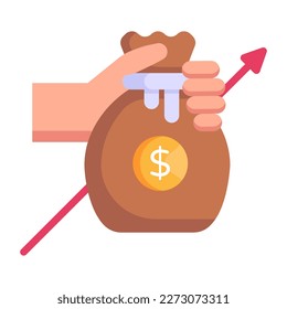 A unique flat icon of money increase 