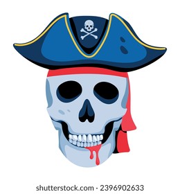 Unique flat icon of pirate skull 