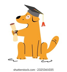 Ilustración plana única de la graduación de perros