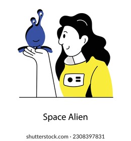 Unique flat illustration of space alien 