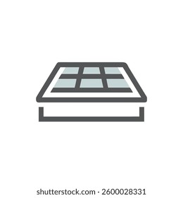 A unique flat roof icon representation for architectural design and construction.