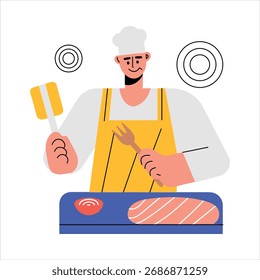 Icono de estilo plano único de la cocina de carne