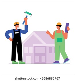 Ilustración única de estilo plano de renovación de la casa