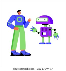 Unique flat style illustration of robot talk