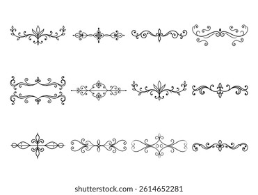 Unique floral divider terms element set of general and specific on white background	
