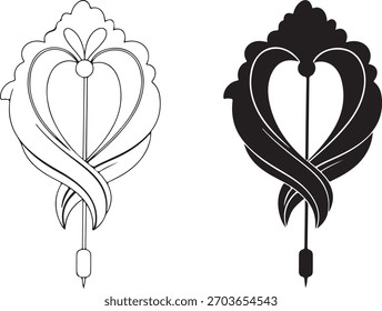 Unique floral emblem design element. Perfect for logo creation, branding projects, wedding invitations, and vintage-inspired designs. A touch of timeless elegance.