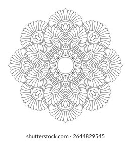 Unique floral mandala art for coloring book page, vector illustration, Islam, Arabic, Indian, moroccan,spain, turkish, pakistan, chinese, mystic, ottoman motifs. Coloring book page
