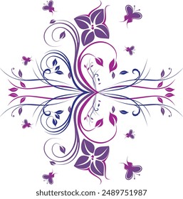 Unique floral pattern. floral pattern with flower violet flower hi res illustration