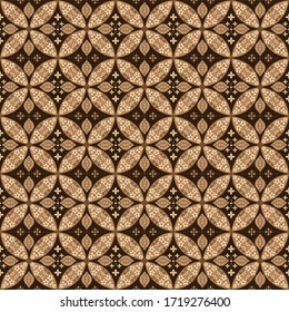 Unique floral pattern of Java batik with brown color seamless design