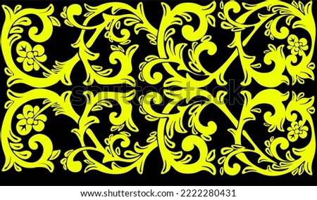 unique floral pattern. symmetry floral patern with blak background