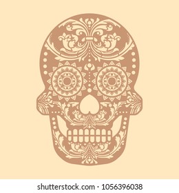 A unique floral sugar skull design in vector format.
