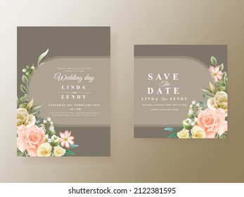 unique floral wedding invitation card template