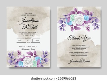 Unique Floral Wedding Invitation Card. Illustrator and designer. Wedding Invites, save the date, Birthday Invites, Video Invites, E-Cards.