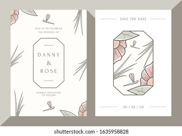 Unique Florar Wedding Invitation Template - Vector Illustration