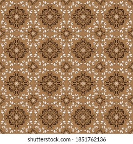 Unique flower motifs design on Kawung batik with smooth mocca color concept.