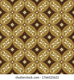 Unique flower pattern on Solo batik with olive green color design
