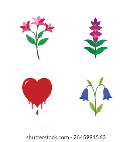 Unique flower vector shapes designed for creative decoration and modern design projects color Vector illustration