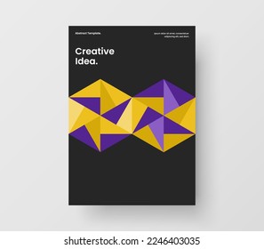 Unique flyer A4 design vector illustration. Bright mosaic shapes corporate identity template.