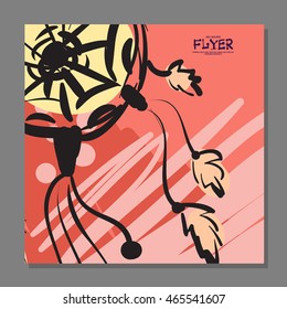 Unique flyer with Dreamcatcher on the background. For guard. It can be used as a postcard. Vector illustration
