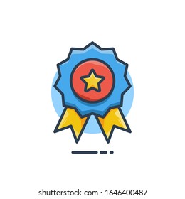 Unique flying Achievement flat badge icon vector for website and any digital needs about the icon, red, yellow, blue