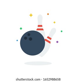 Unique flying Bowling Pin bowling flat badge icon vector for website and any digital needs