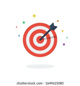 Unique flying bulls eye target point flat badge icon vector for website and any digital needs, red, white, black