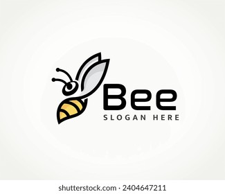 unique flying fast attack bee logo design template illustration inspiration