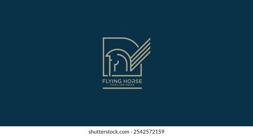 Unique flying horse logo design premium vector