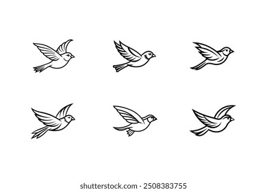  Unique flying redpoll logo design on a white background for print-ready microstock graphics.