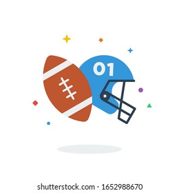 Unique flying Rugby Football Helmet flat badge icon vector for website and any digital needs
