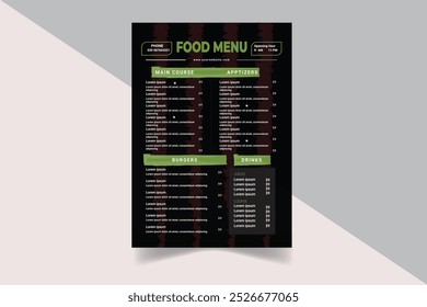 modelo de design de menu de alimentos exclusivo