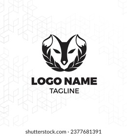 unique fox logo design vector editable