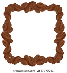 A unique frame made of roasted coffee beans. Perfect for coffee shop menus, posters, covers, greeting cards, and designs emphasizing natural coziness and warmth.