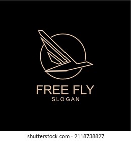 
Unique free flying bird logo design line art